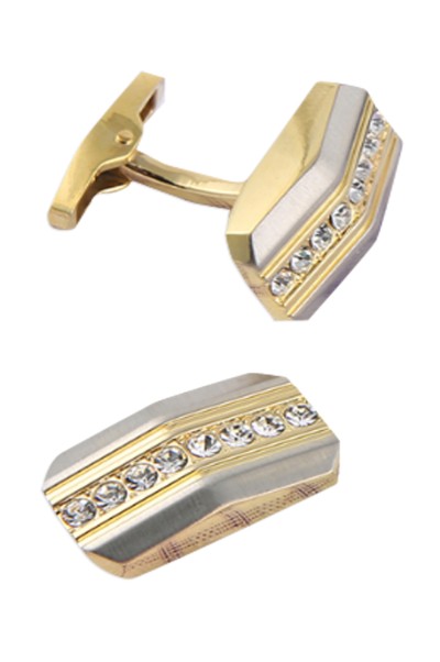 TB-TGKU  法式襯衫袖扣 金色鑲鉆男士袖扣 商務西裝袖口扣 Cuffs  RL-8015 後面照